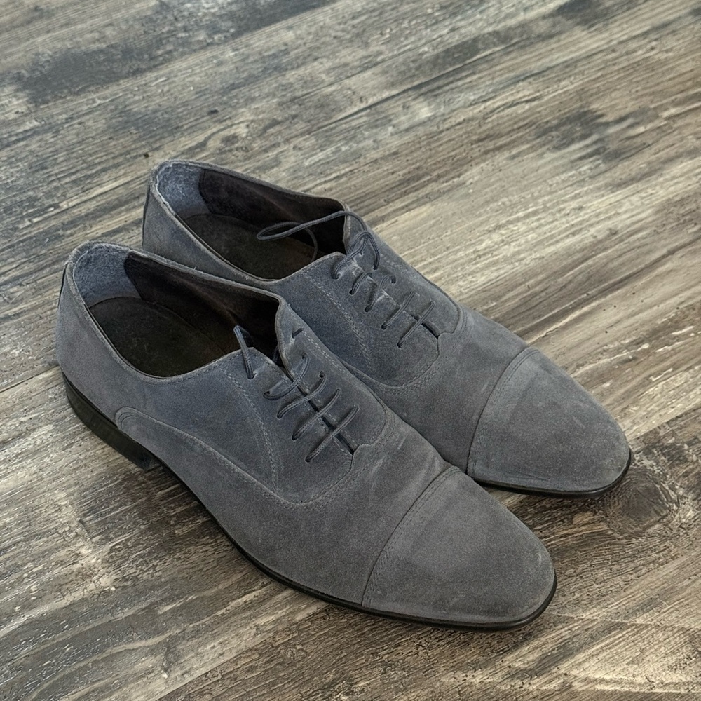 Vibram Gray Suede Cap-Toe Oxford Dress Shoes